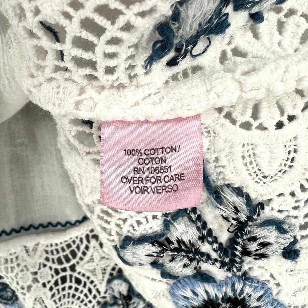 CALYPSO ST BARTH Crochet Embroider Top Women Small White Blue Boho Floral Retro - Picture 10 of 16